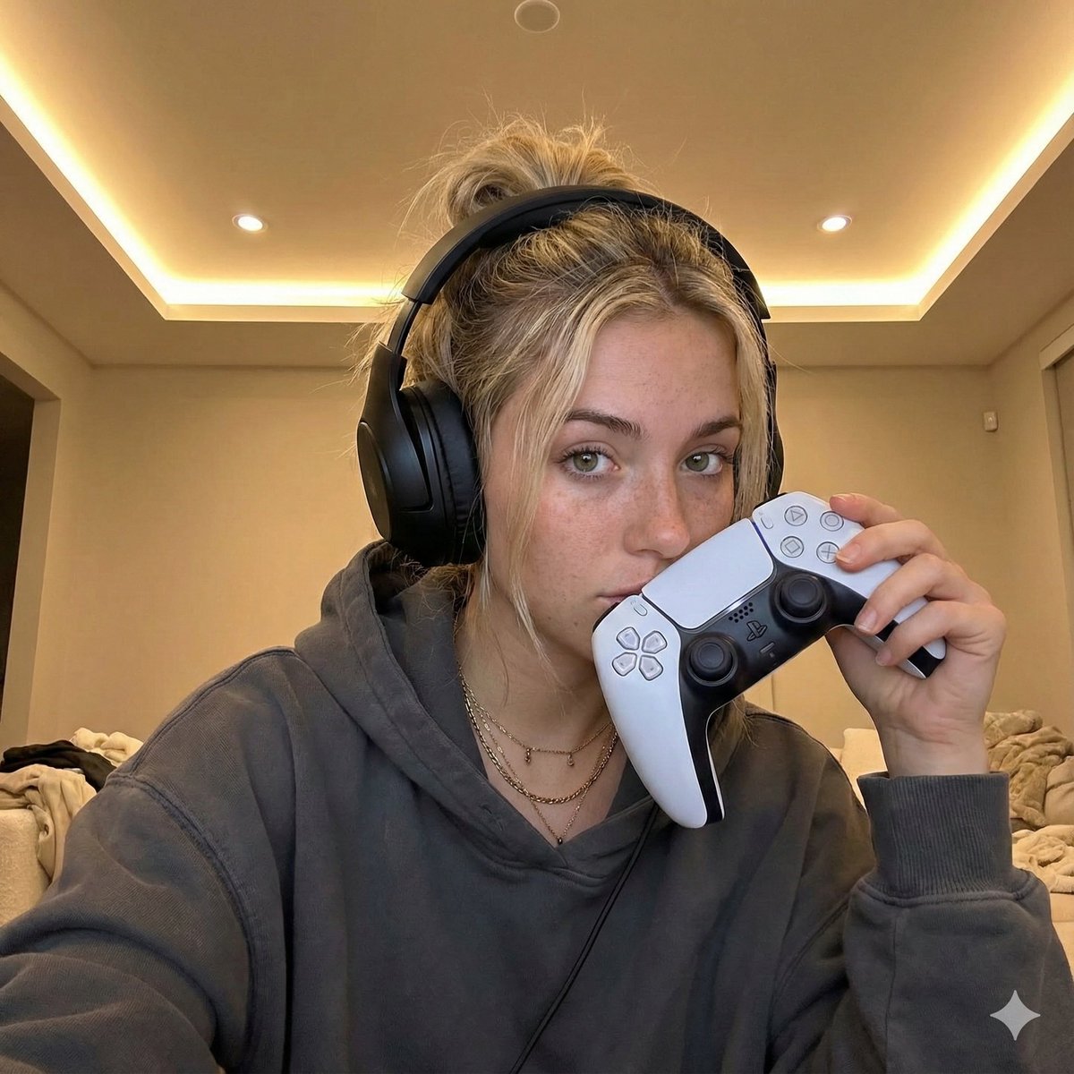 AI Prompt for Realistic Casual Selfie Portrait with Gaming Accessories