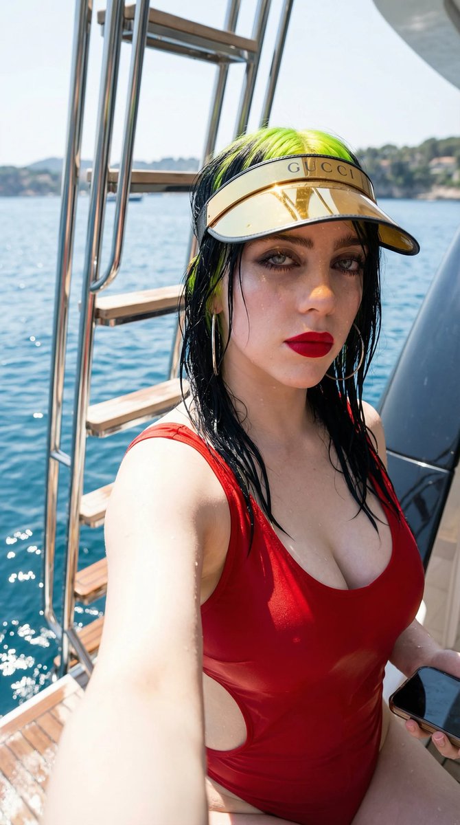 AI Prompt for Realistic Celebrity Portrait - Billie Eilish on Luxury Yacht