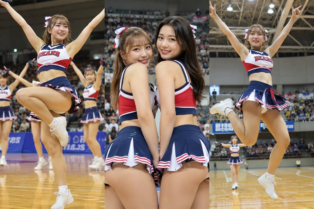AI Prompt for Realistic Cheerleading Squad Basketball Court Photo