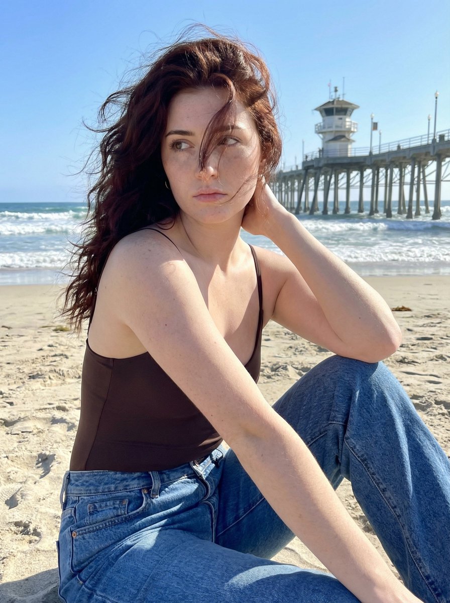 AI Prompt for Realistic Cinematic Beach Portraits with a Powerful Female Model