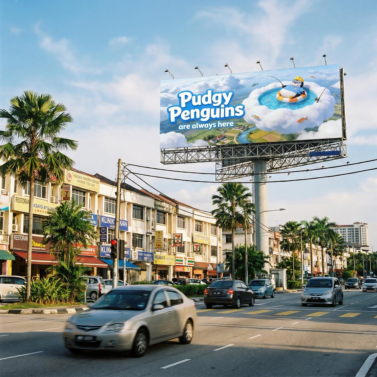 AI Prompt for Realistic City Billboard Photography with Tropical Elements