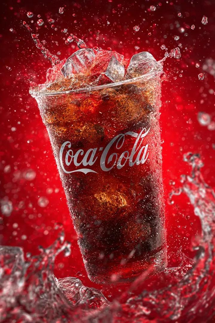 AI Prompt for Realistic Coca Cola Product Photography with Liquid Splashes