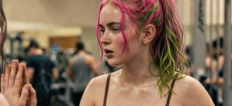 AI Prompt for Realistic Fitness Portrait Generation with Neon Hair
