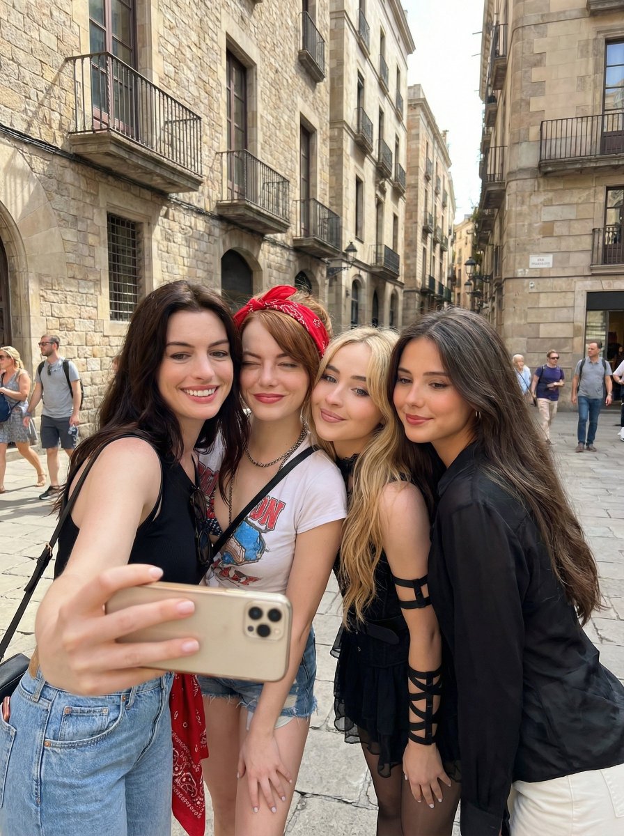 AI Prompt for Realistic Group Portrait Generation with Wide-Angle Distortion