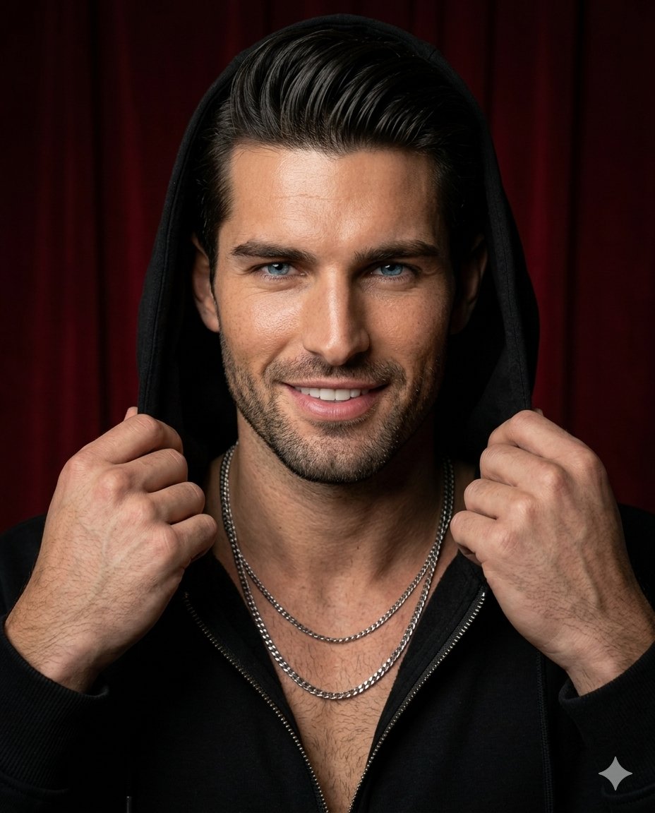 AI Prompt for Realistic Male Portrait with Hooded Jacket