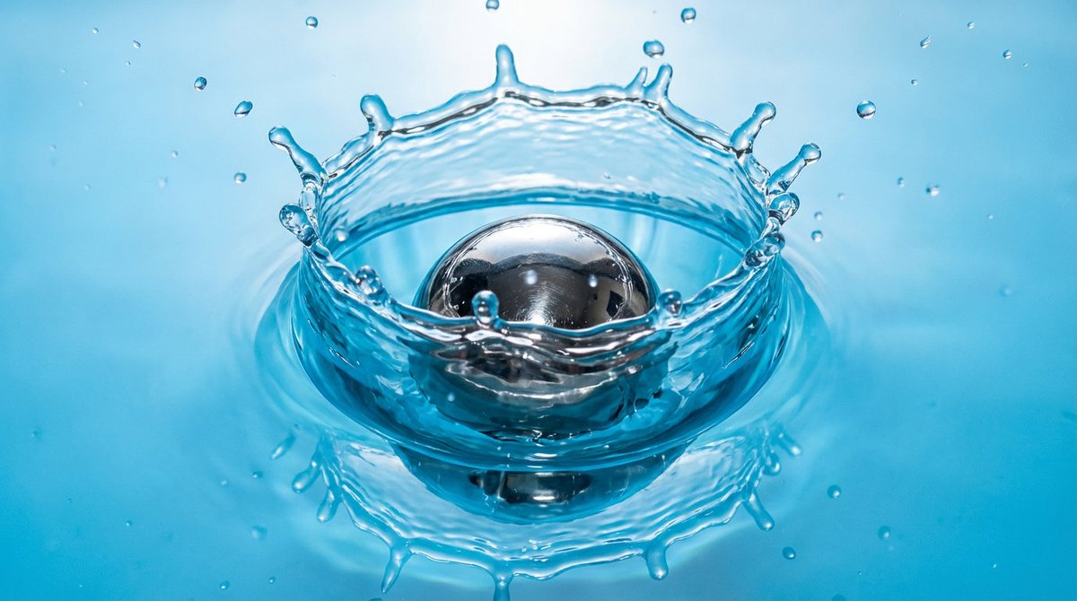 AI Prompt for Realistic Metal Ball Splash Images with Physics and Refraction