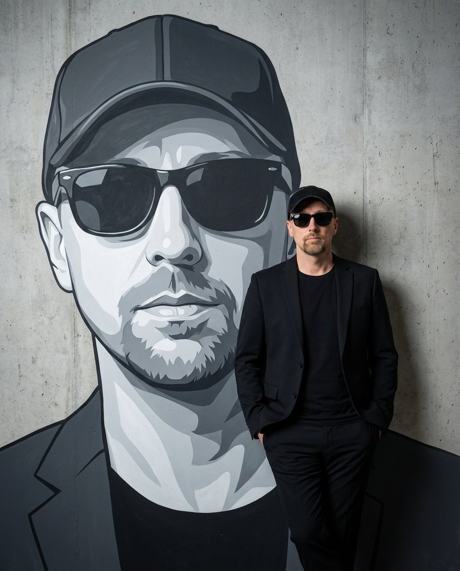 AI Prompt for Realistic Mural Studio Portrait with Cinematic Lighting