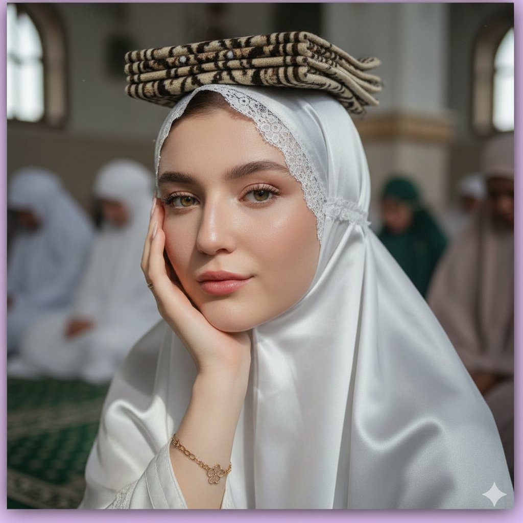 AI Prompt for Realistic Muslim Woman Portrait in Mosque Setting