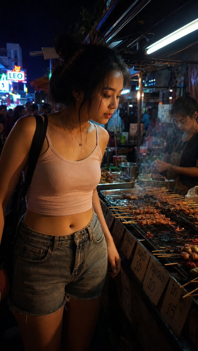AI Prompt for Realistic Night Market Street Photography