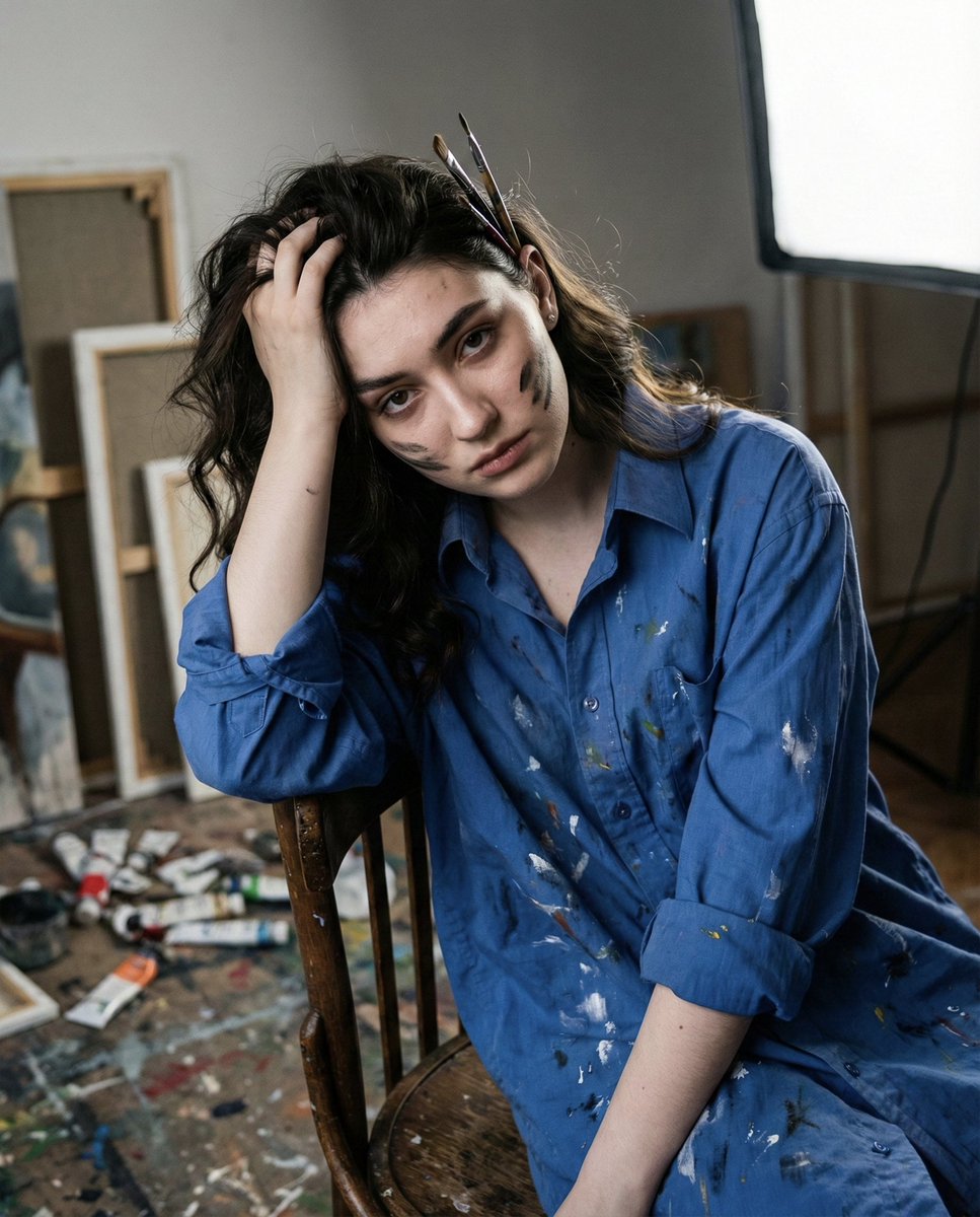 AI Prompt for Realistic Portrait Photography of Creative Burnout