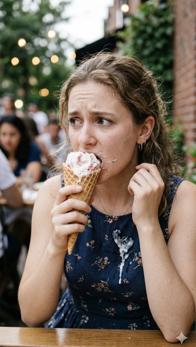 AI Prompt for Realistic Portrait with Tasty Twist - Woman with Dripping Ice Cream