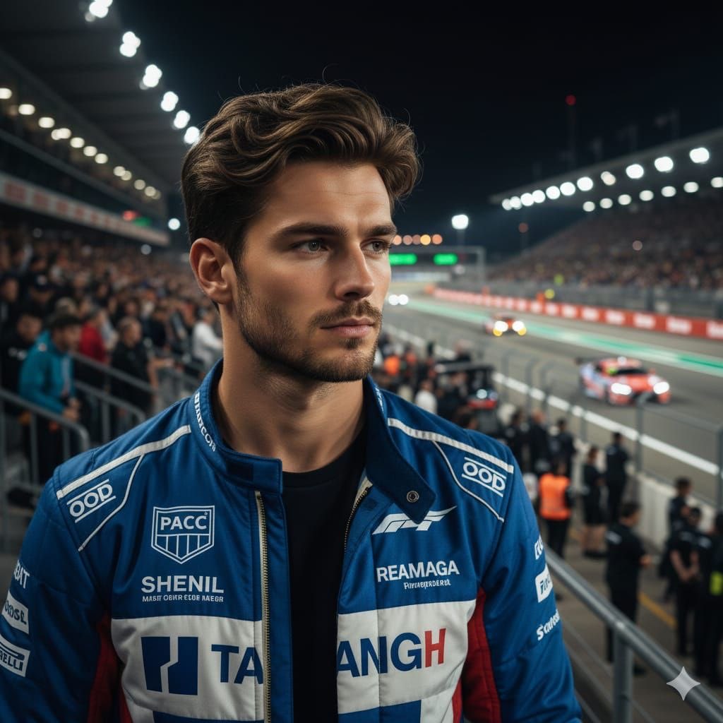 AI Prompt for Realistic Racing Driver Portrait at Night