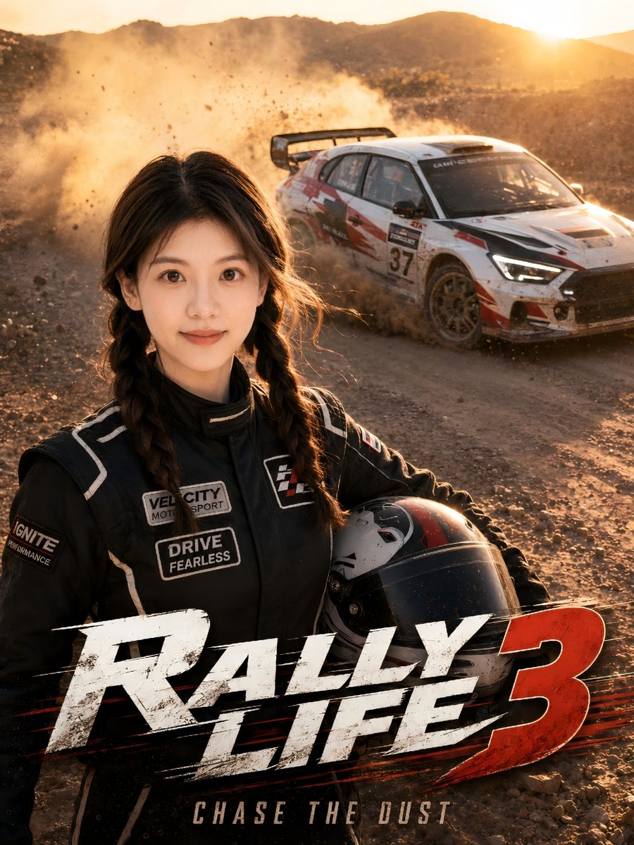 AI Prompt for Realistic Rally Racing Movie Poster in Golden Hour