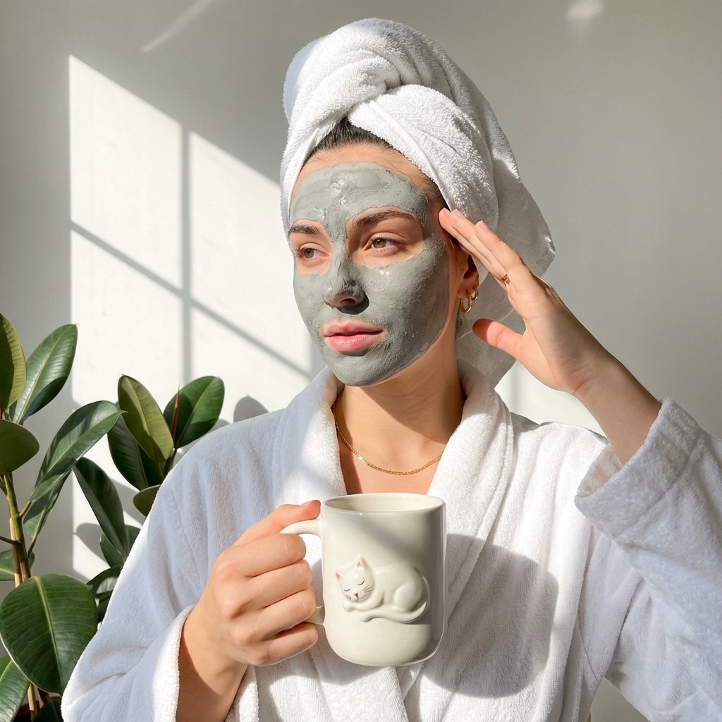 AI Prompt for Realistic Self-Care Portrait: Calming Influencer Scene