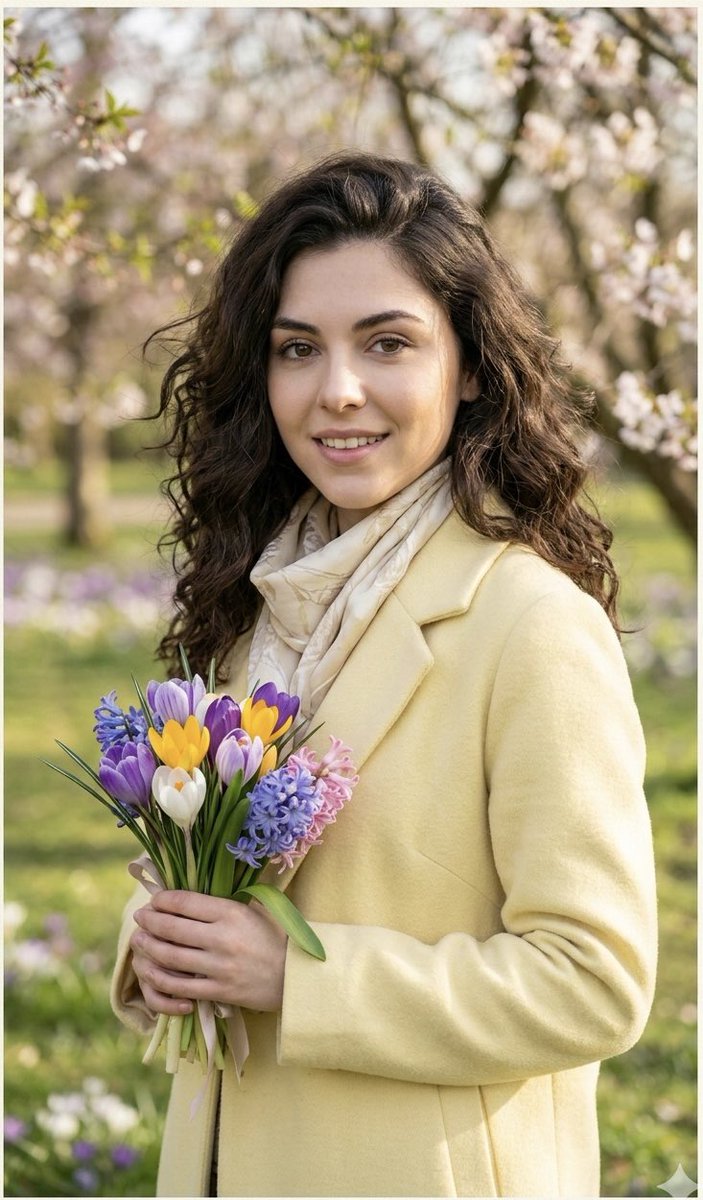 AI Prompt for Realistic Spring Greeting Card Portrait: Influencer Style