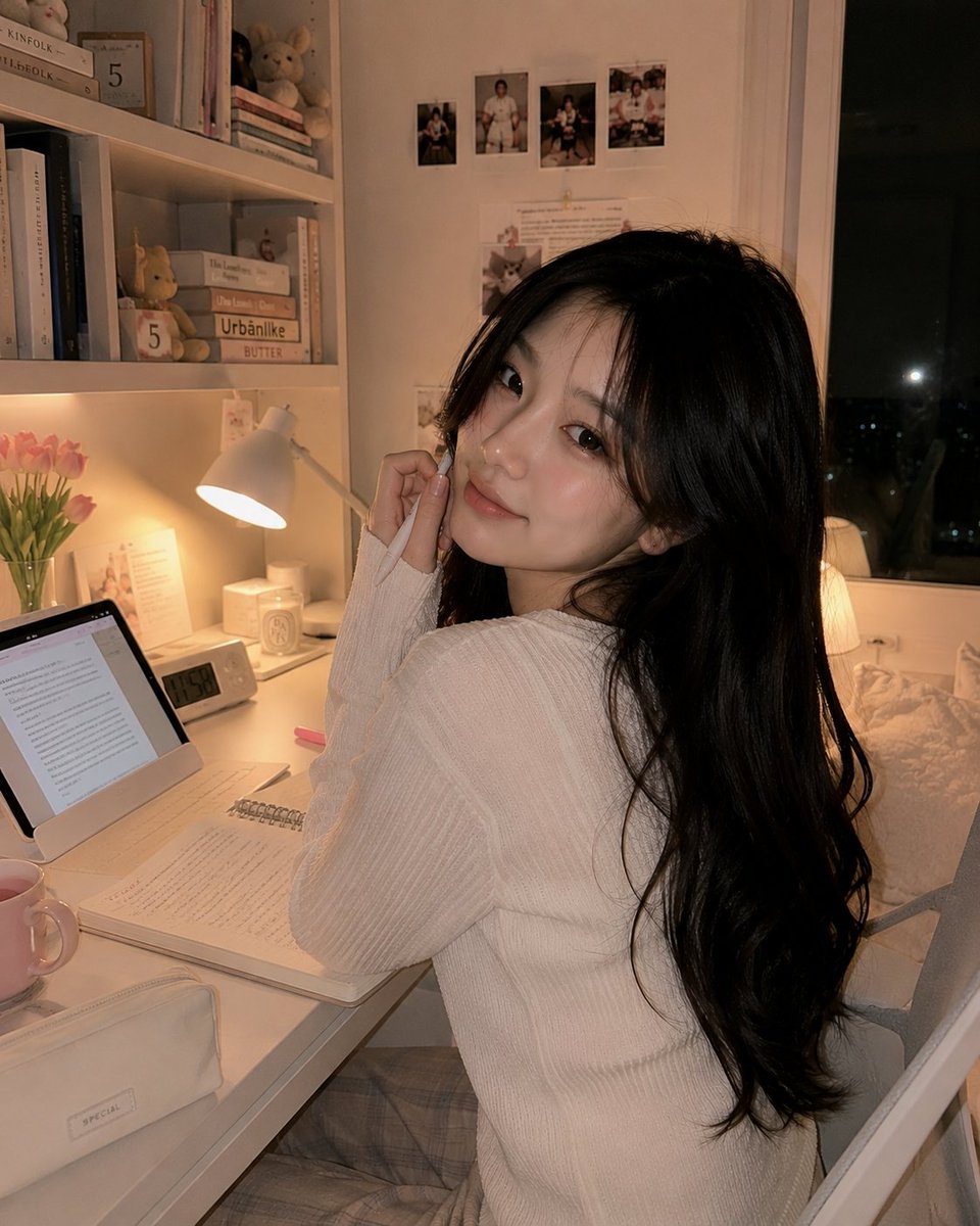 AI Prompt for Realistic Study Room Portrait Generate Soft Ambient Lighting and Intimate Slice-of-Life Photo