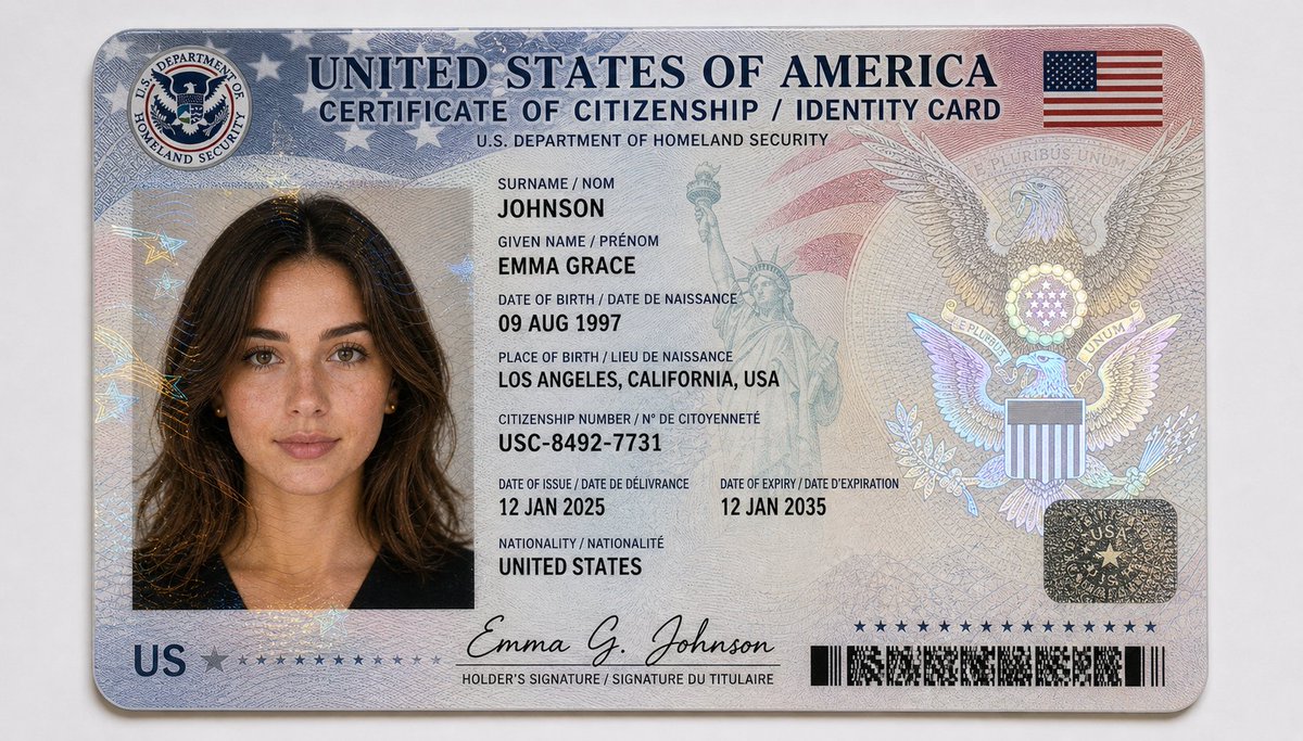 AI Prompt for Realistic US Citizenship Identity Cards