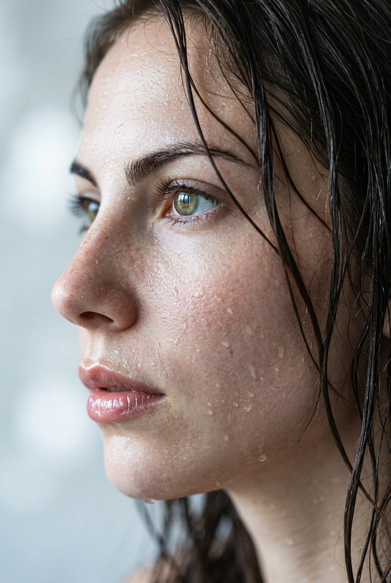 AI Prompt for Realistic Wet Close-up Portrait Photography