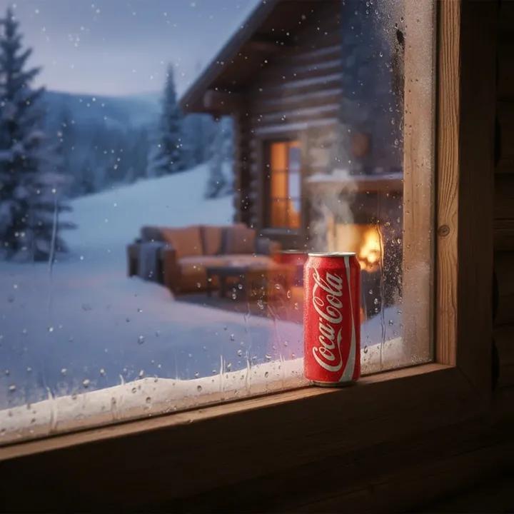 AI Prompt for Realistic Winter Scene with Frosted Window and Product Photography