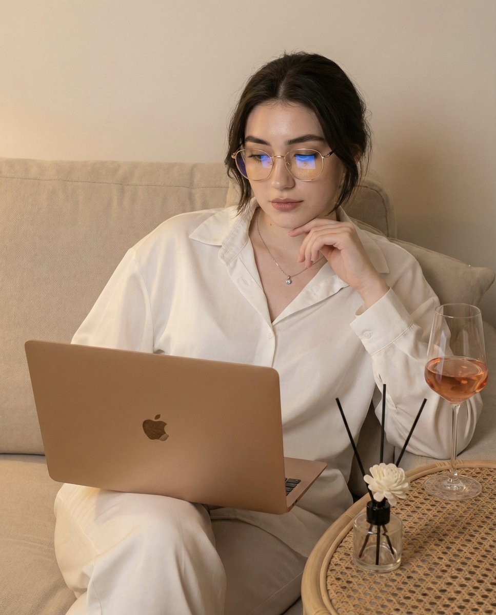 AI Prompt for Realistic Woman Working on Laptop Image