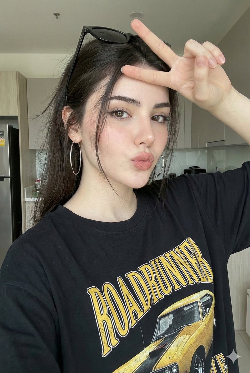 AI Prompt for Realistic Young Woman Selfie with Peace Sign in Soft Daylight
