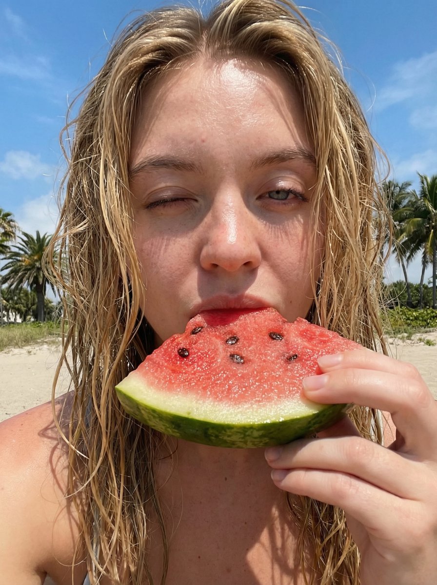 AI Prompt for Refreshing Summer Watermelon Selfie in a Natural Light
