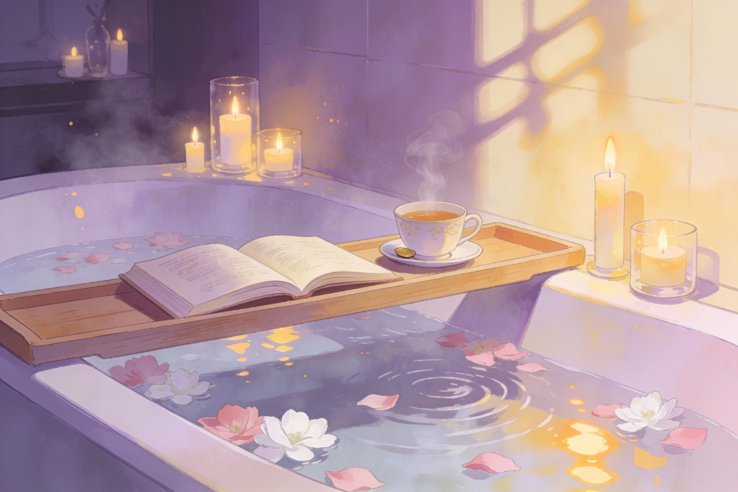 AI Prompt for Relaxing Bath Scene for Self-Care Post