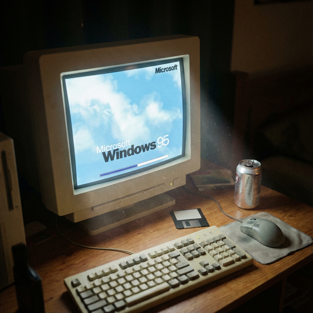 AI Prompt for Retro-Futuristic CRT Monitor Scene