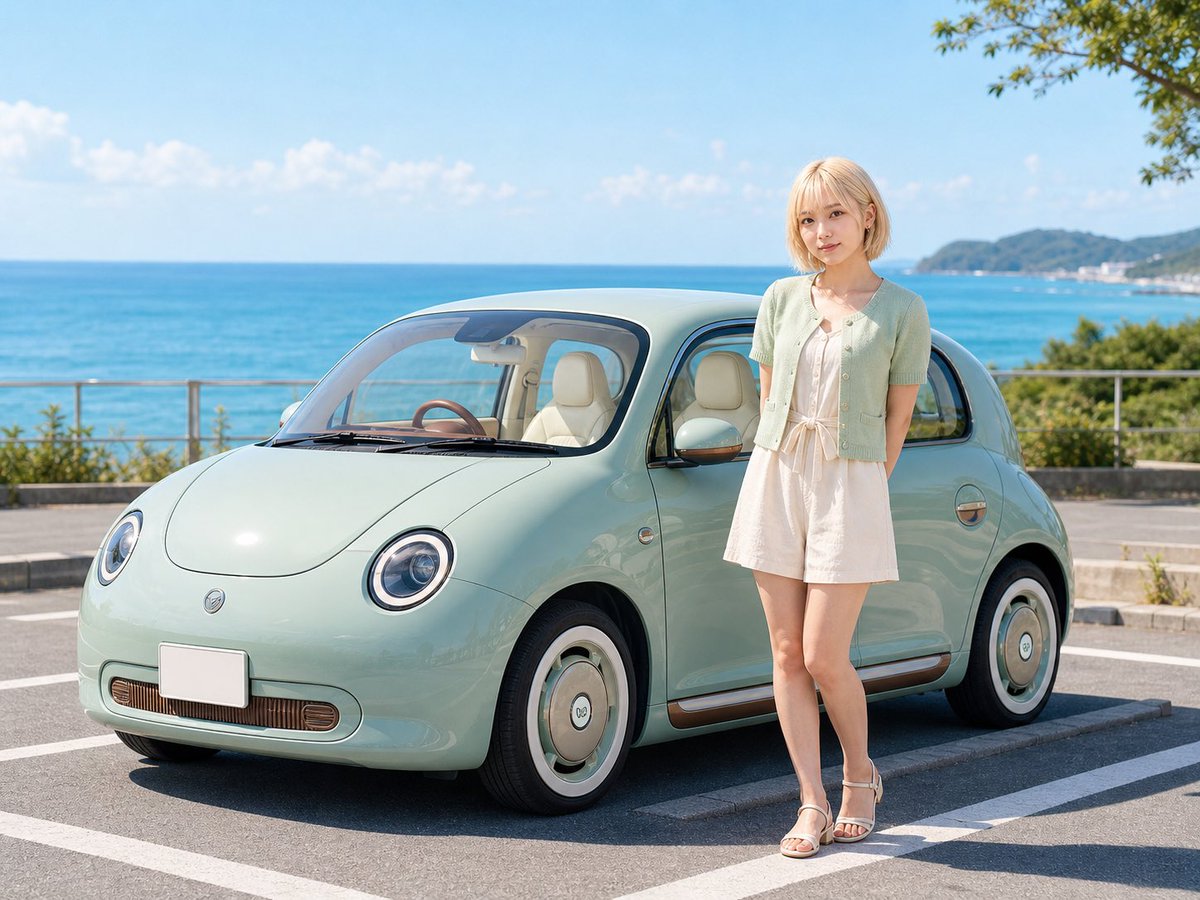 AI Prompt for Retro Pastel Summer Outfit and Car