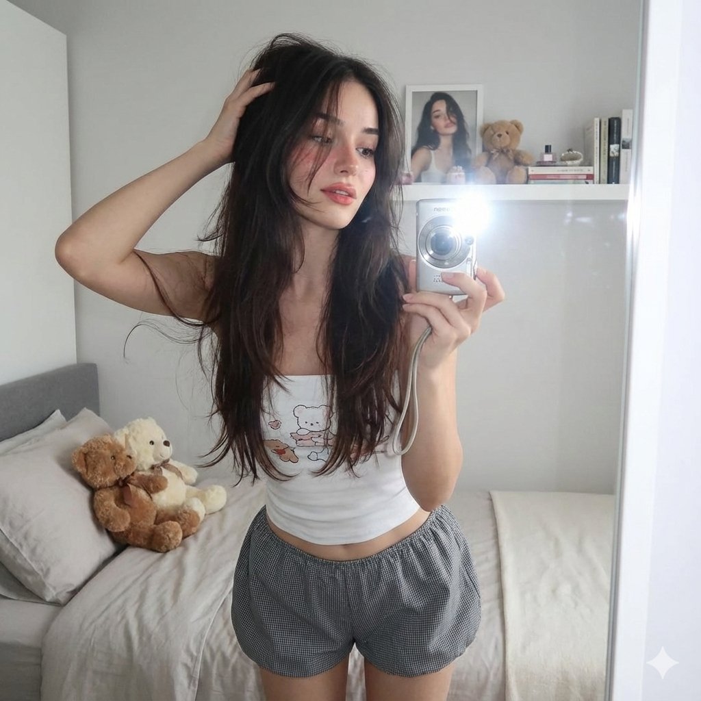 AI Prompt for Retro-Style Selfie with Flash, Canon IXUS Aesthetic