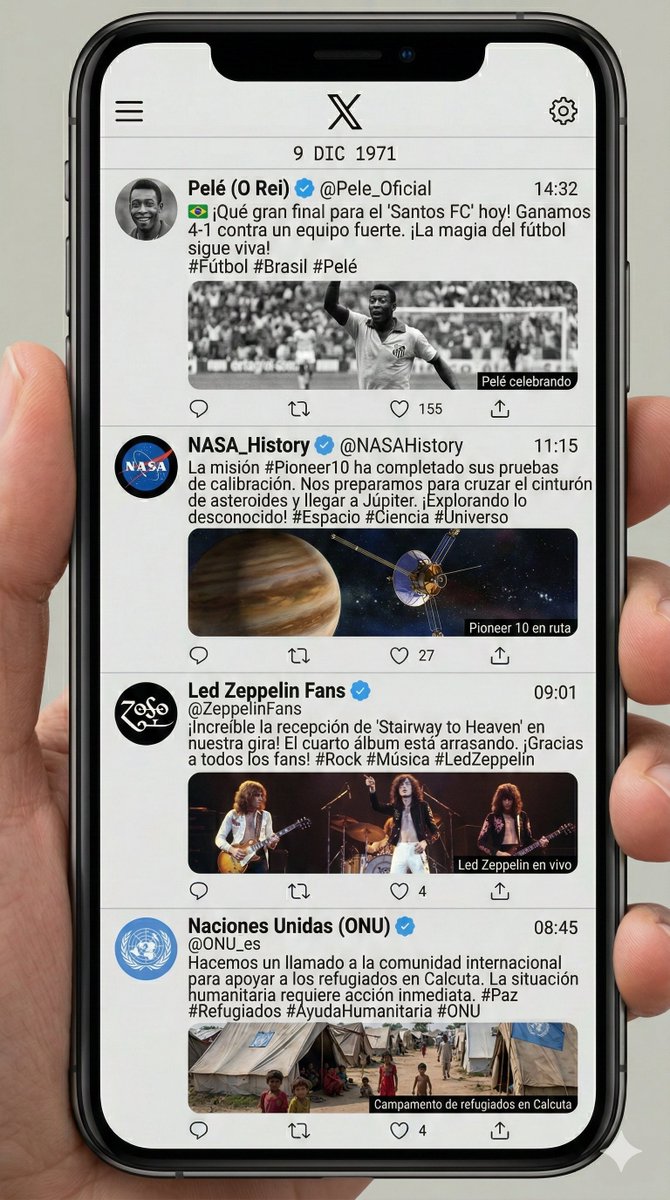 AI Prompt for Retro-Themed Historical Social Media Feed with Spanish Posts