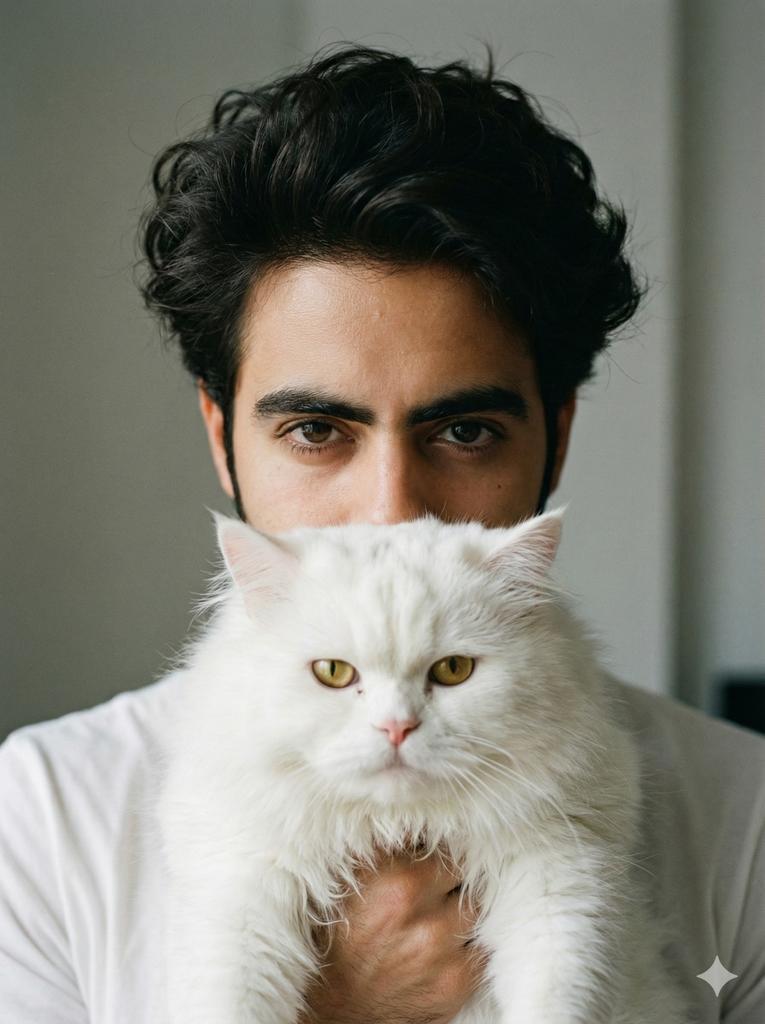 AI Prompt for Romantic Cat Portrait Photography with Minimal Background