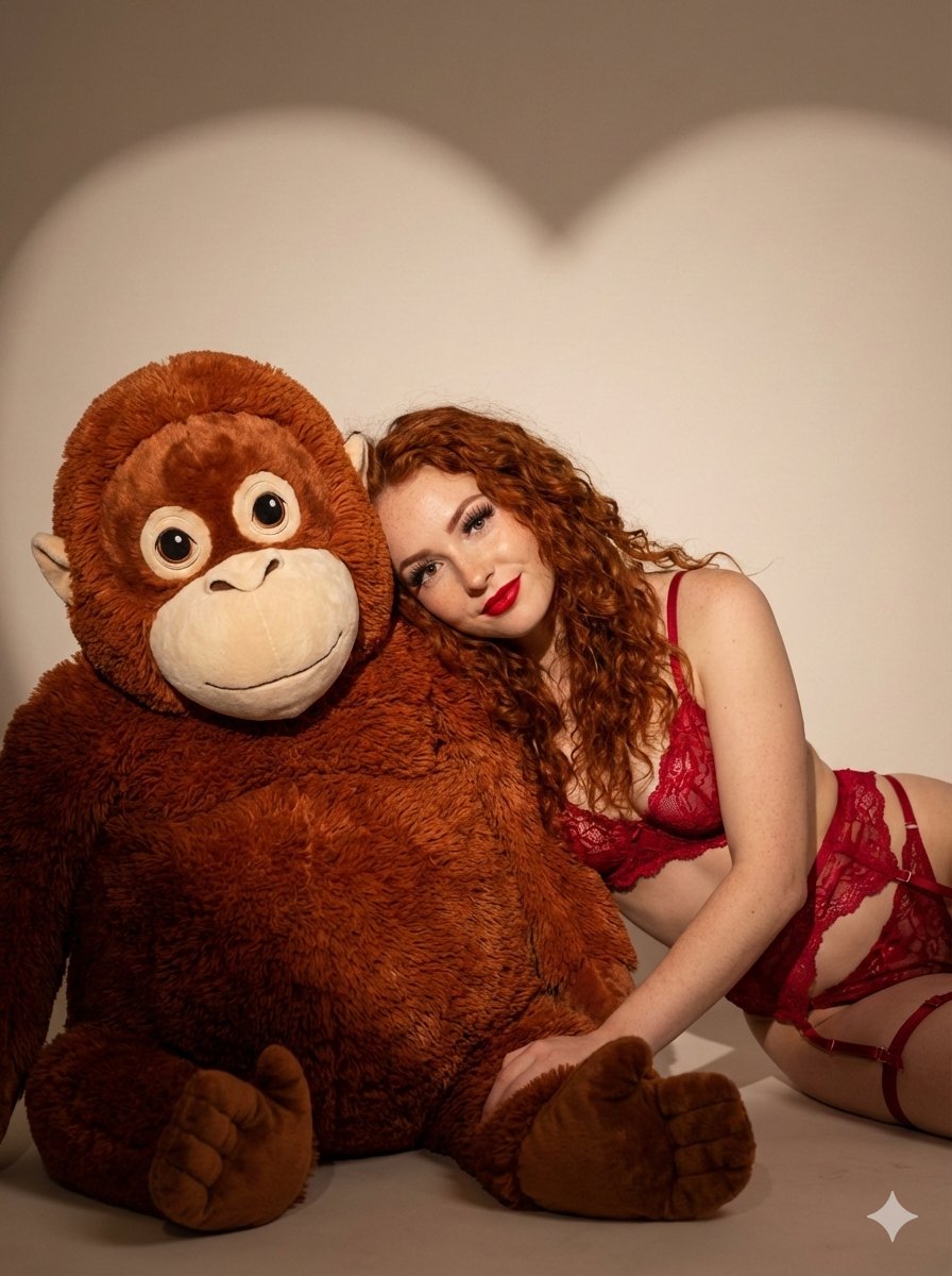 AI Prompt for Romantic Portrait with Stuffed Animal - Minimalist Studio Photography