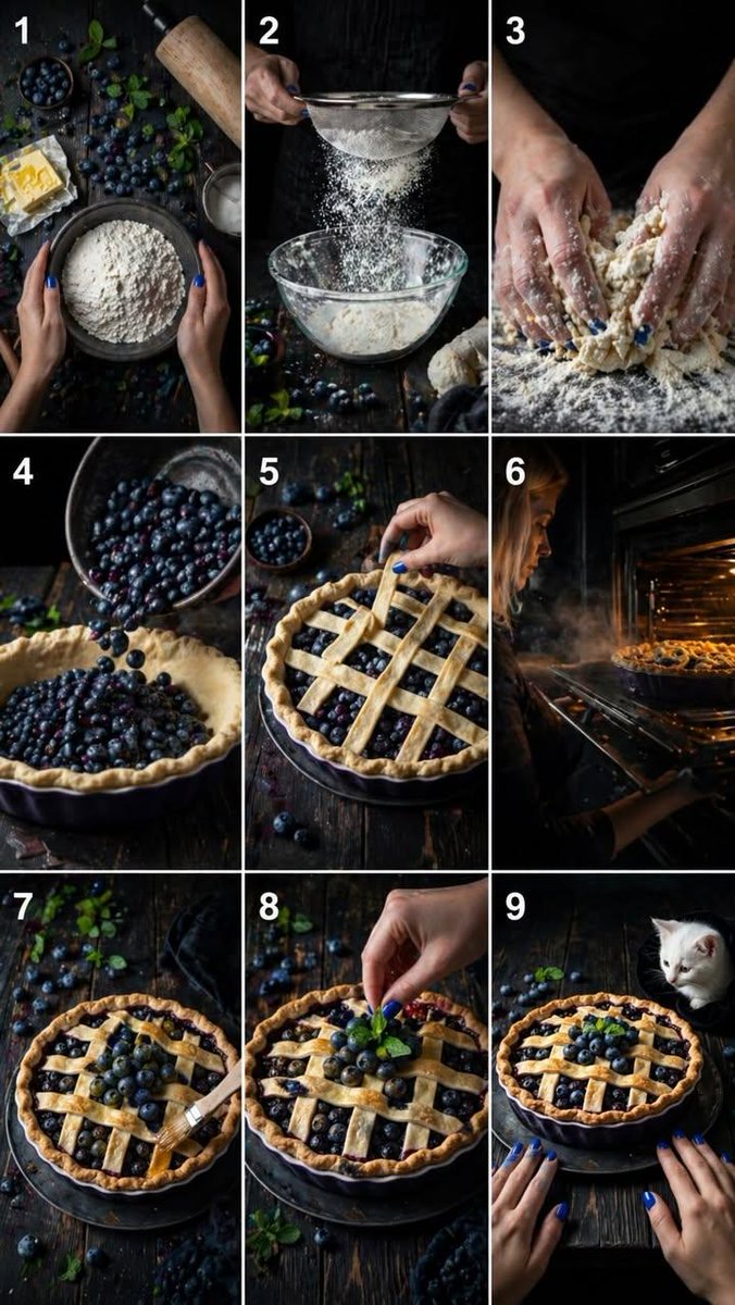 AI Prompt for Rustic Blueberry Pie Collage