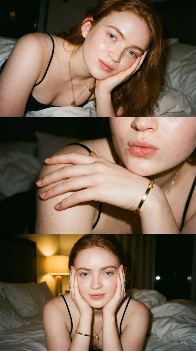 AI Prompt for Sadie Sink Flash Photography Collage Portrait