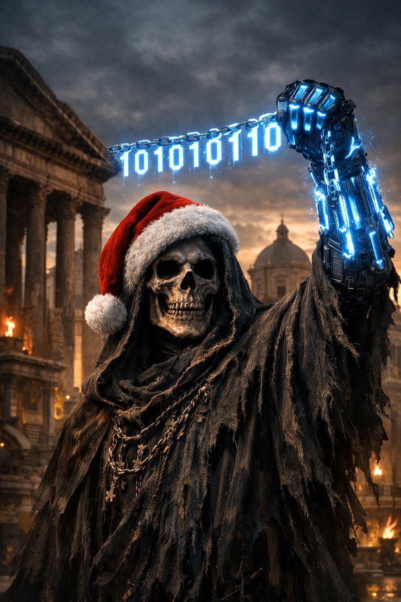 AI Prompt for Seasonal Grim Reaper in Roman City - Cyberpunk Christmas
