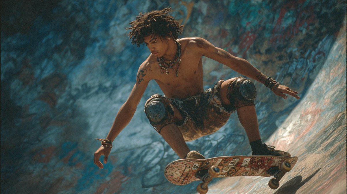 AI Prompt for Skateboarding Teenager Film Photography - Urban Street Style