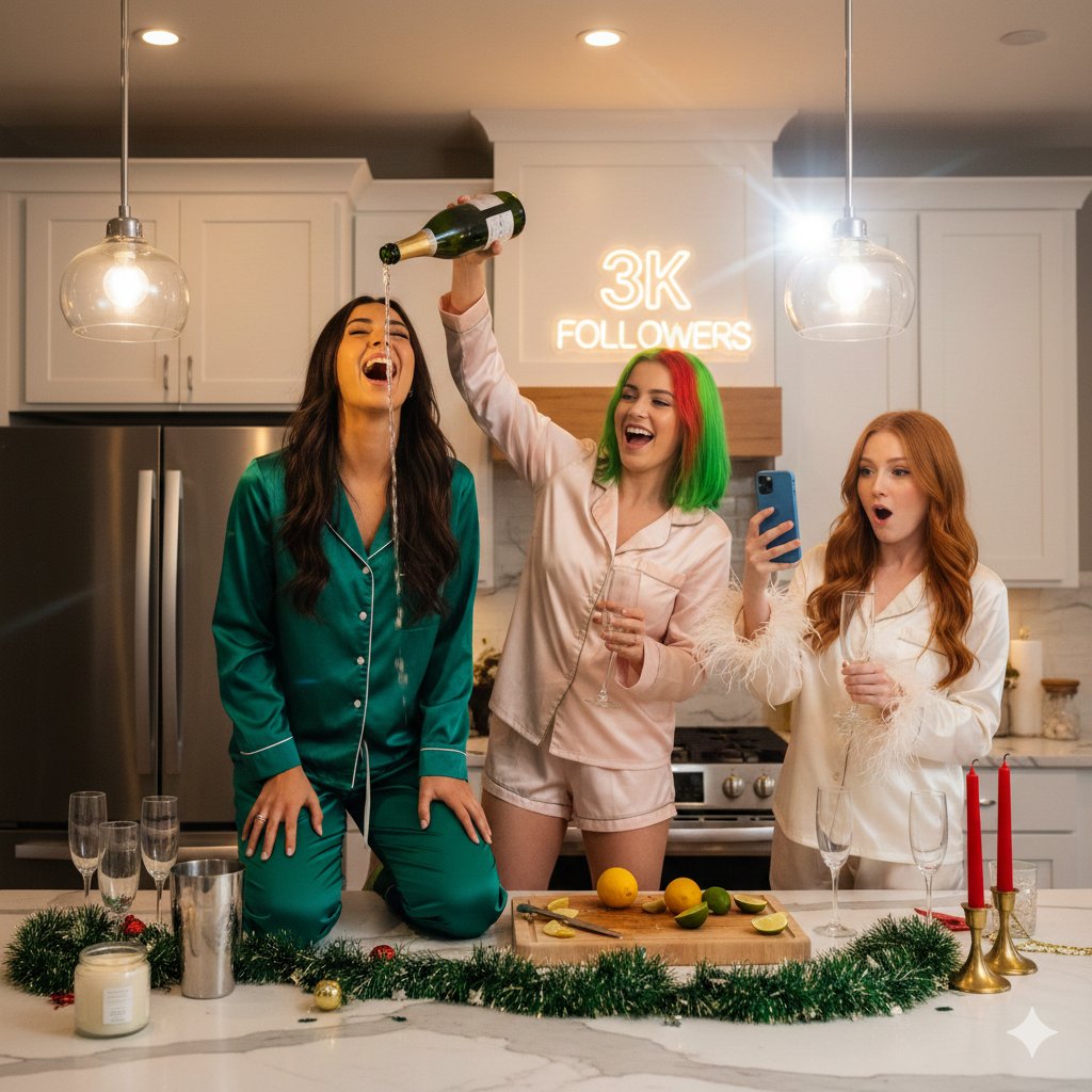AI Prompt for Social Media Influencer Holiday Party Photography