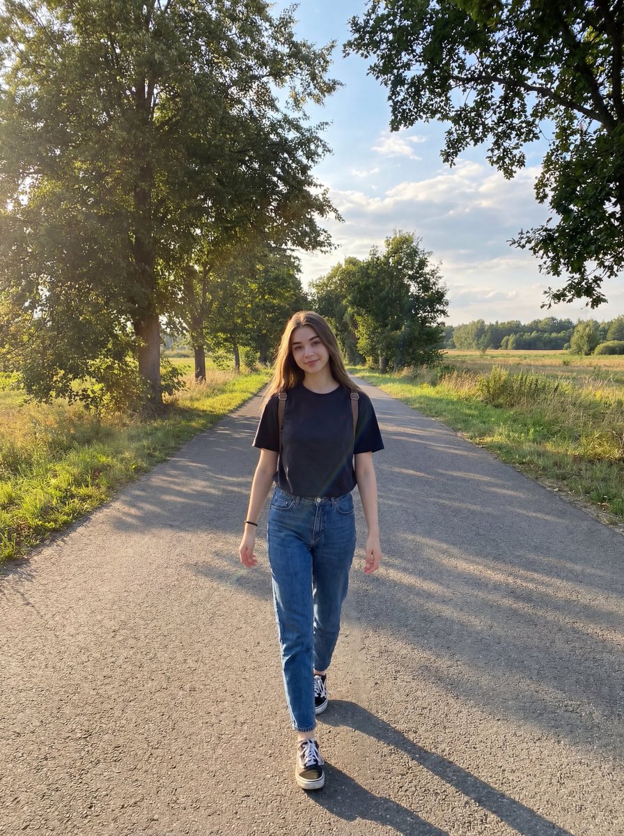 AI Prompt for Social Media Lifestyle Portrait on Country Road at Golden Hour