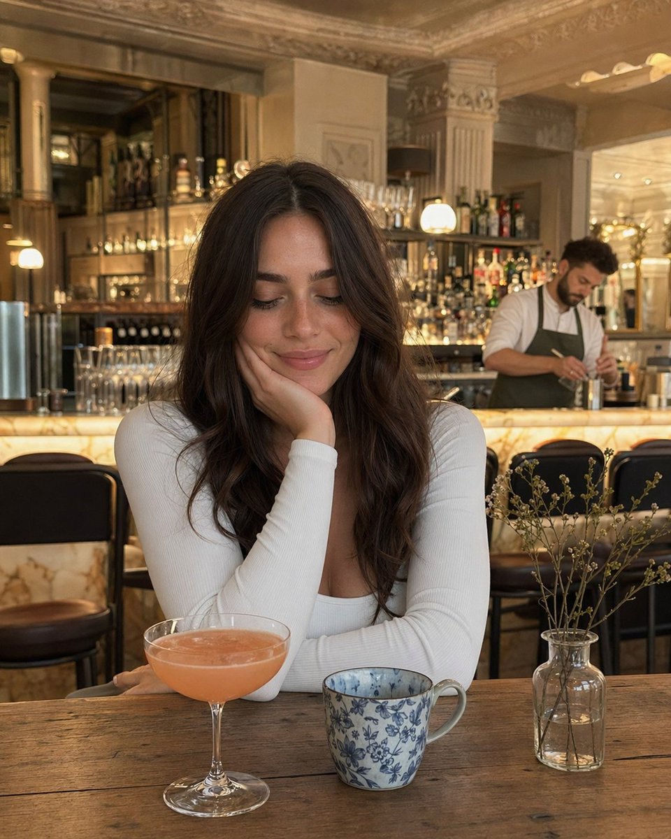 AI Prompt for Social Media Portrait with Bar Cafe Background