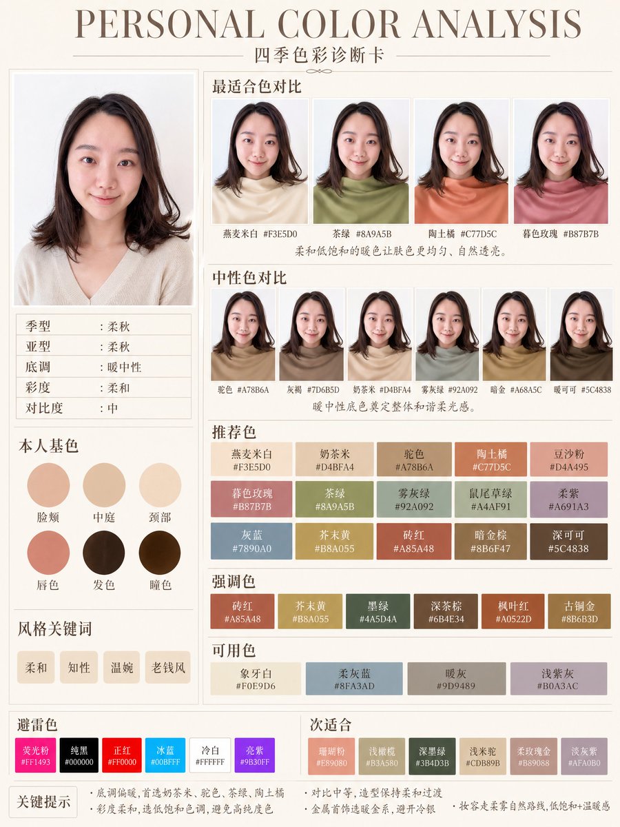 AI Prompt for Soft Autumn Color Palette Infographic Card