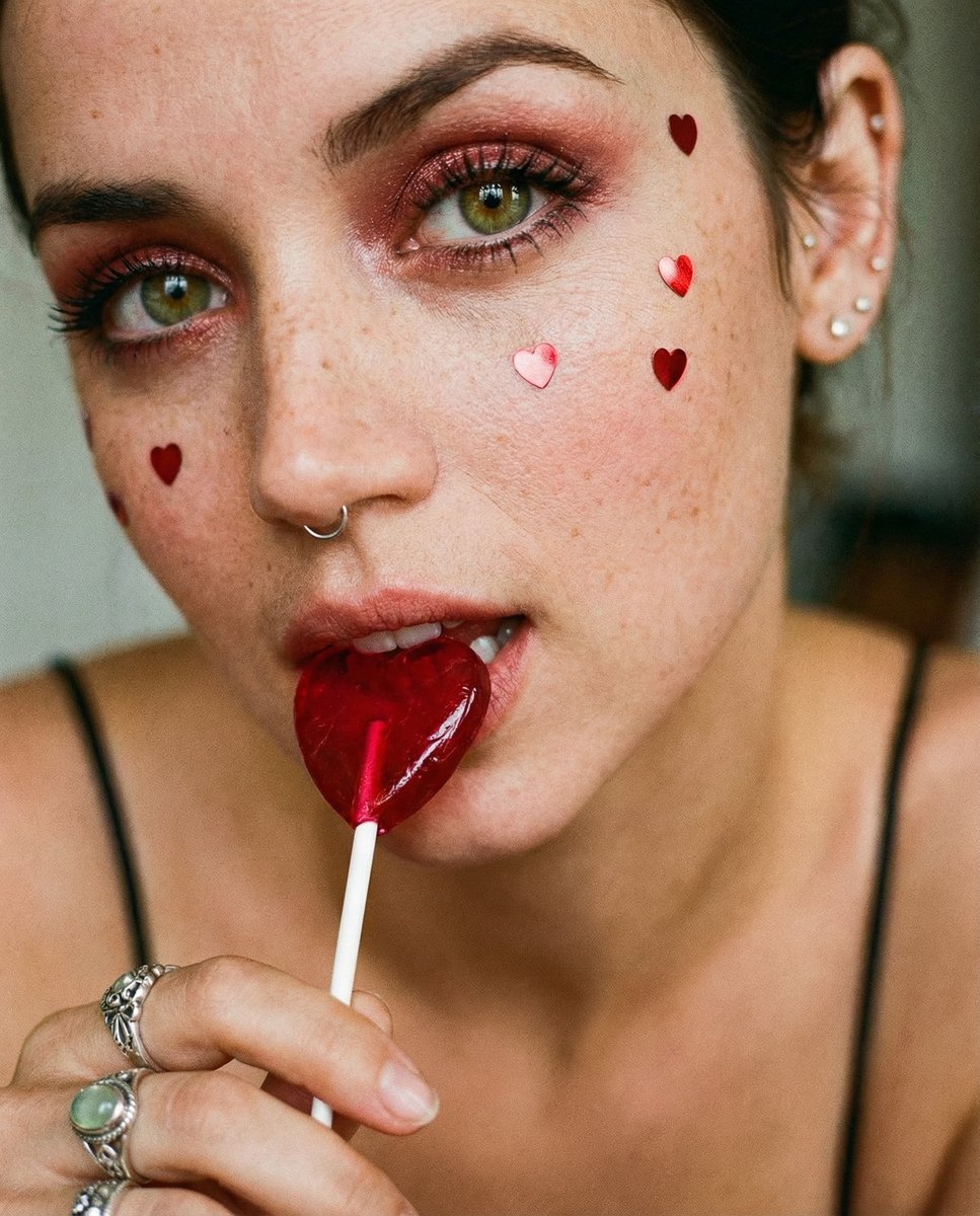 AI Prompt for Soft Grunge Coquette Portrait with Lollipop
