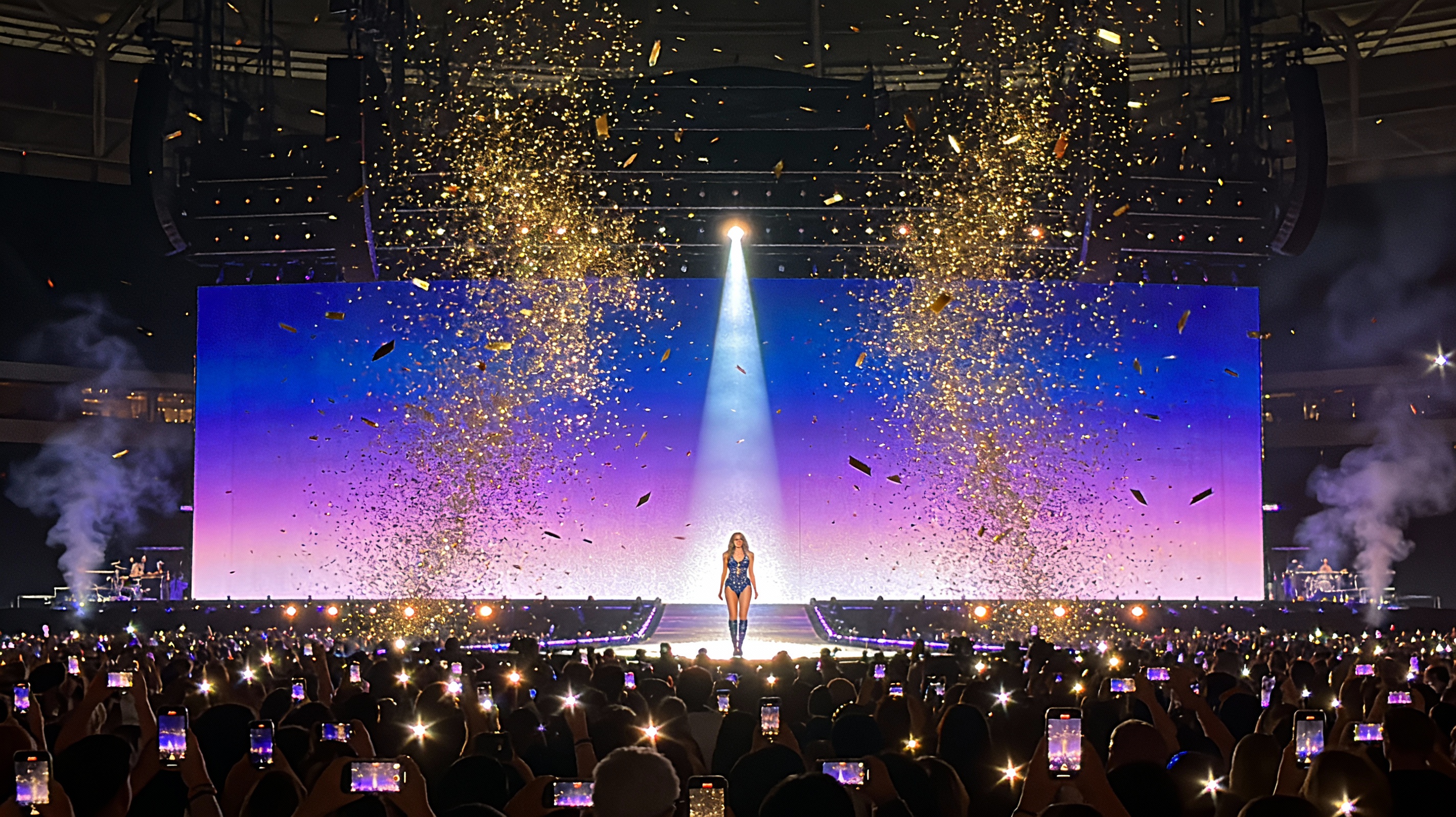 AI Prompt for Stadium Concert Scene with Confetti and Stage Lighting