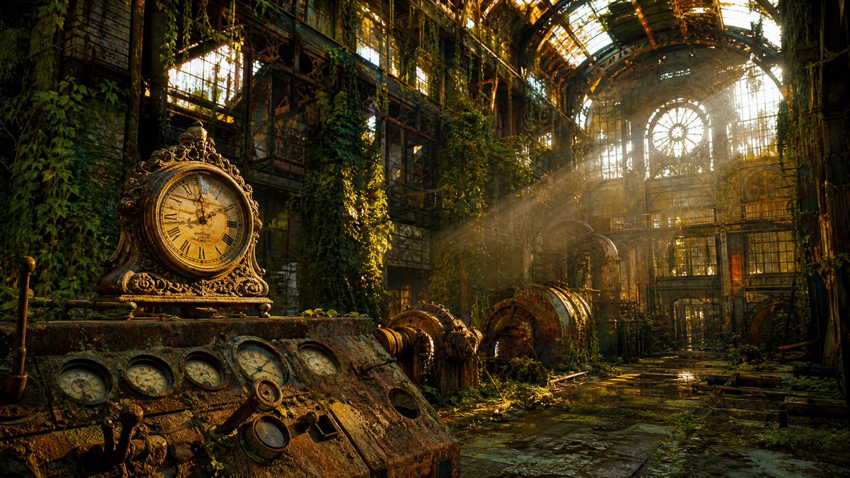 AI Prompt for Steampunk Industrial Greenhouse Ruin