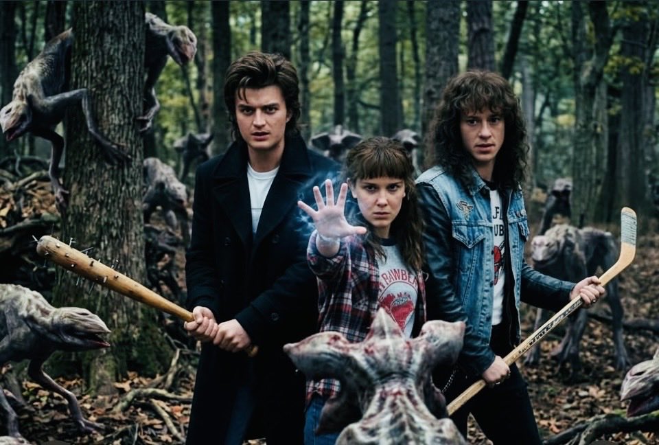 AI Prompt for Stranger Things Group Portrait Photography