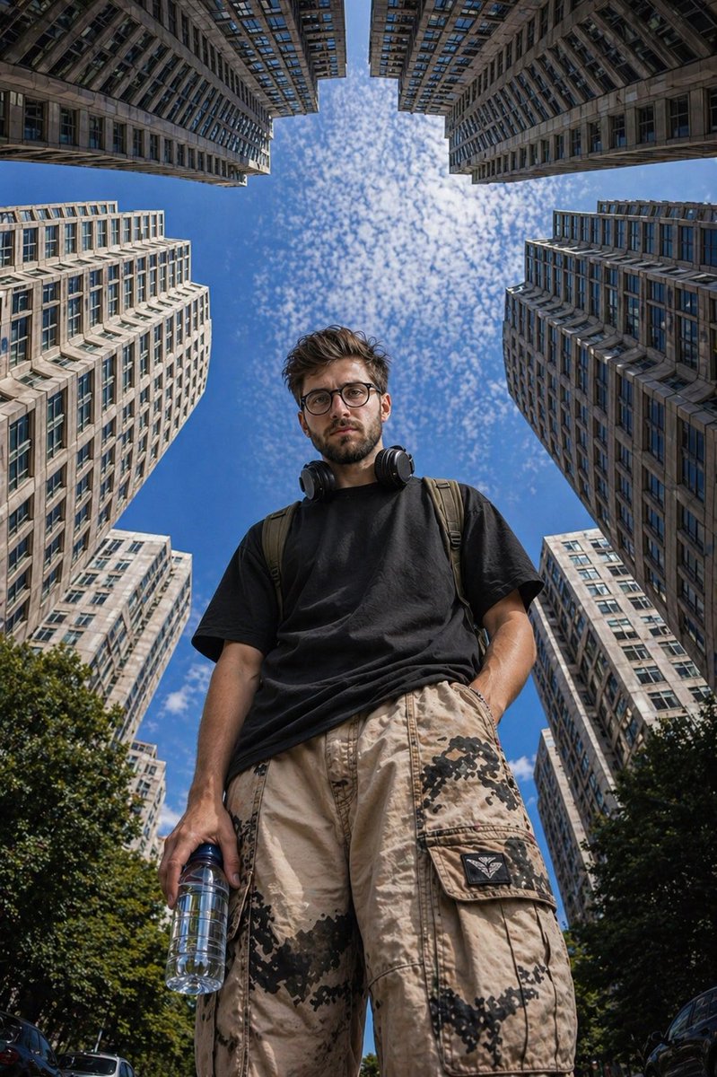 AI Prompt for Stylish Cityscape Photography with Male Portrait
