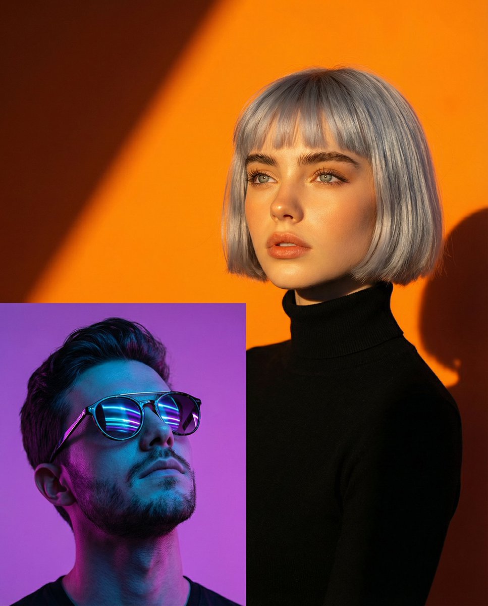 AI Prompt for Stylish Portraits and Product Photos with Neon and Golden Hour Effects