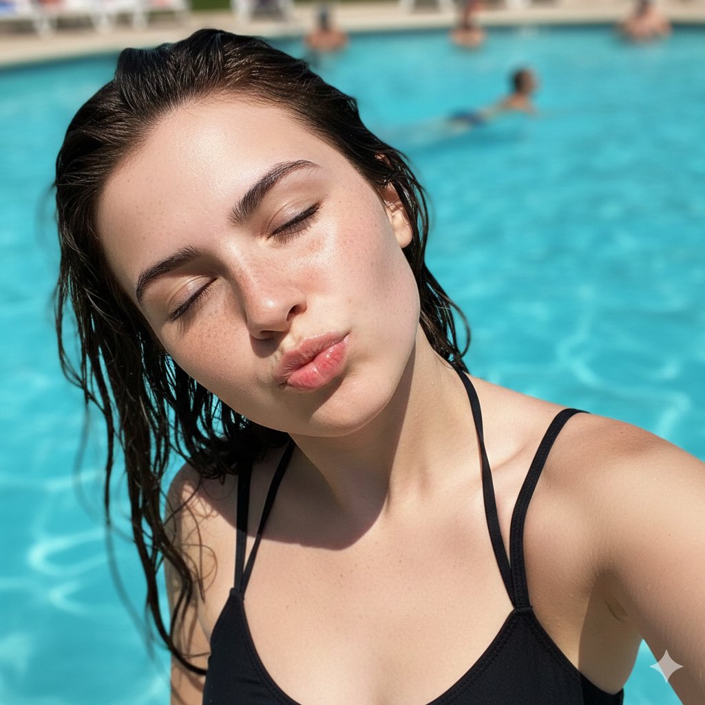 AI Prompt for Summer-Inspired Selfie with Harsh Lighting Effect