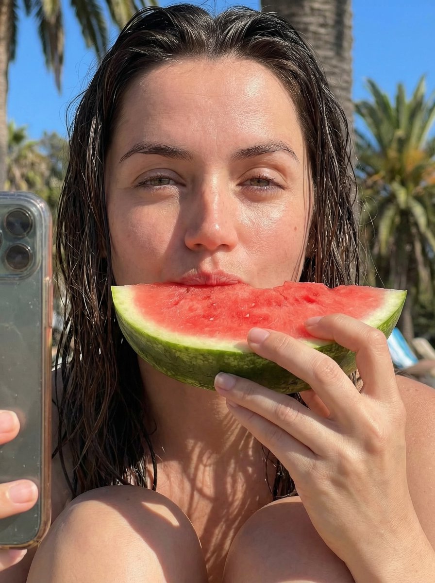 AI Prompt for Summer Watermelon Selfie with Ana de Armas