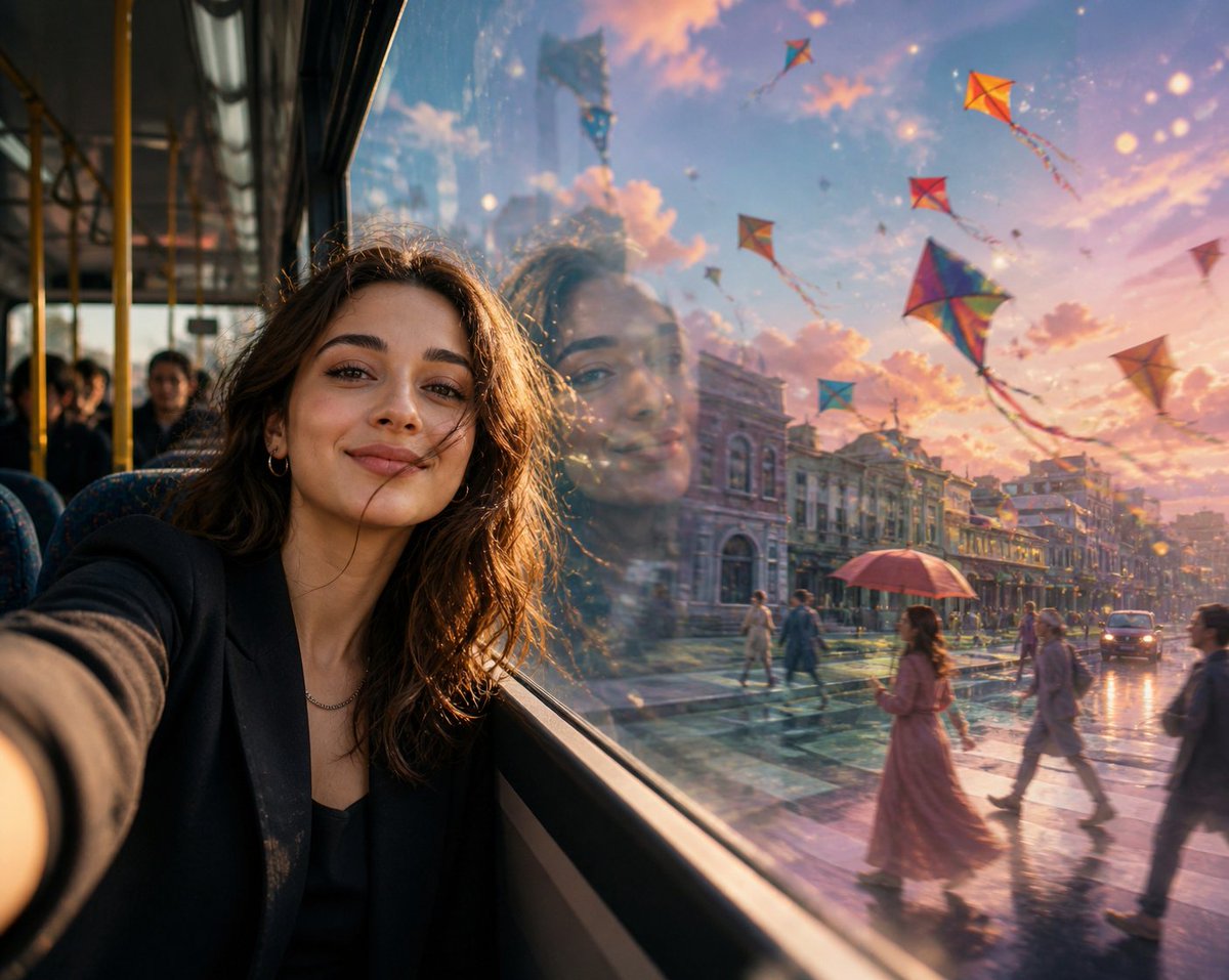 AI Prompt for Surreal Bus Window Photography